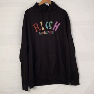 Rich Forever Hoodie Men's M Black Cotton Blend Graphic Streetwear